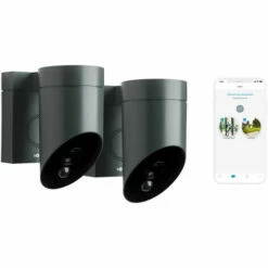 Somfy 1870472 - 2 Outdoor Camera Grises, Caméras De Surveillance Extérieures Sans Fil | Sirène 110 DB | Branchement Possible Sur Un Luminaire Existant - Gris