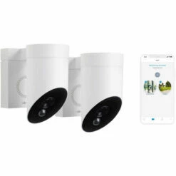 Somfy 1870471 - 2 Outdoor Camera Blanches, Caméras De Surveillance Extérieures Sans Fil | Sirène 110 DB | Branchement Possible Sur Un Luminaire Existant - Blanc